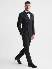Reiss Black Poker Satin Trim Modern Fit Tuxedo Trousers - Image 3 of 6