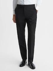 Reiss Black Poker Satin Trim Modern Fit Tuxedo Trousers - Image 4 of 6