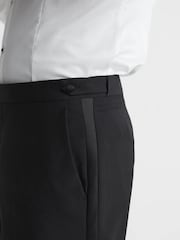 Reiss Black Poker Satin Trim Modern Fit Tuxedo Trousers - Image 5 of 6