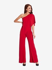 Adrianna Papell Red One Shoulder Jumpsuit - Image 1 of 5