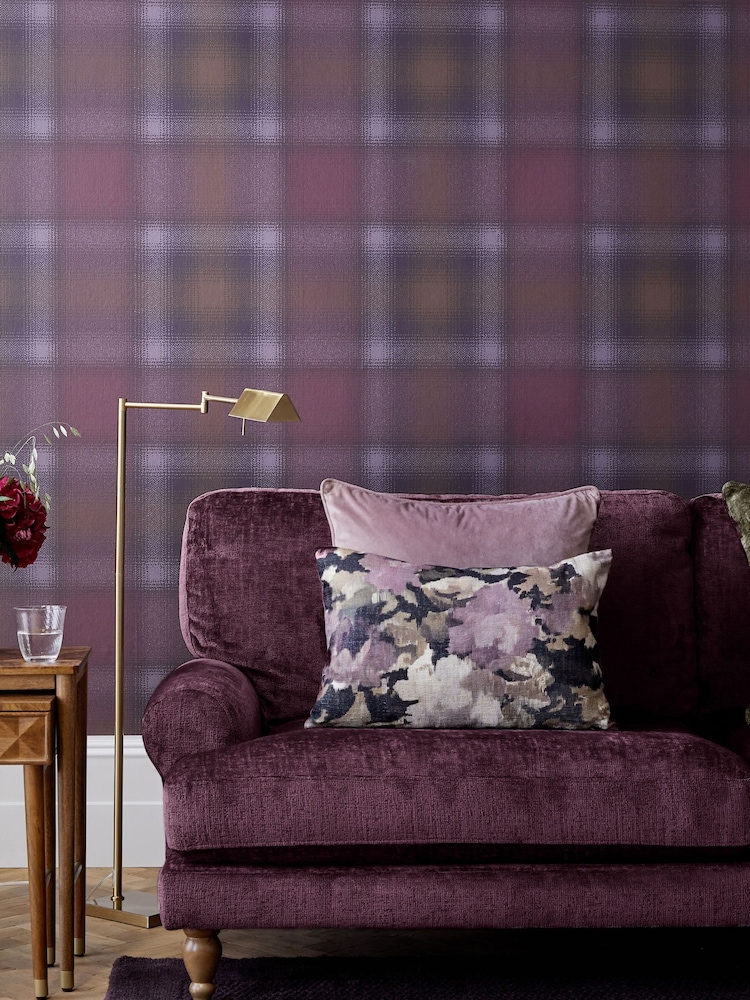 Purple Town and Country Check A4 Wallpaper Sample - Image 1 of 4