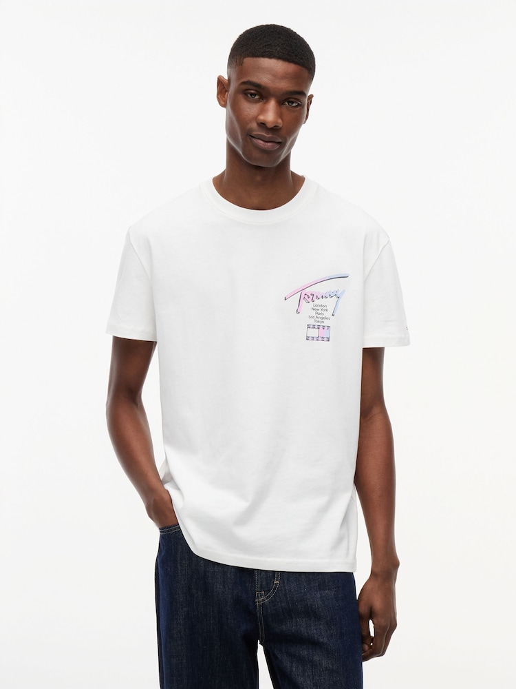 Tommy Jeans Natural Signature Logo Crew Neck T-Shirt - Image 1 of 5