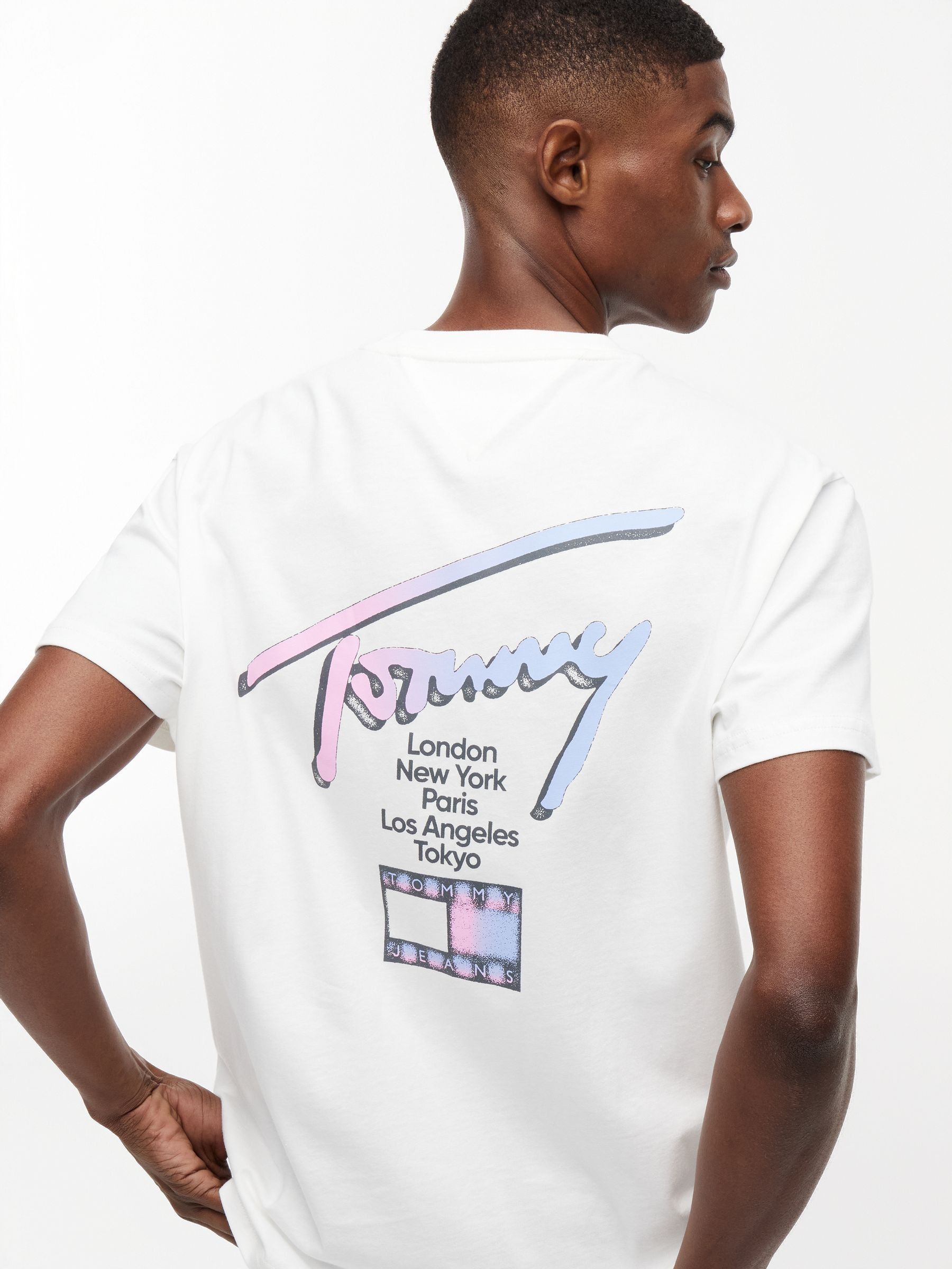 Buy Tommy Jeans Natural Signature Logo Crew Neck T-Shirt from the Next ...