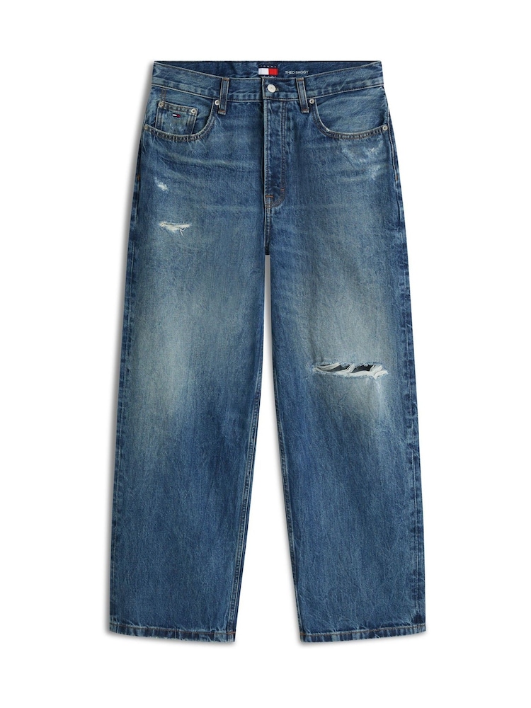 Tommy Jeans Blue Theo Distressed Loose Jeans - Image 1 of 1 Tommy Jeans Blue Theo Distressed Loose Jeans - Image 1 of 1
