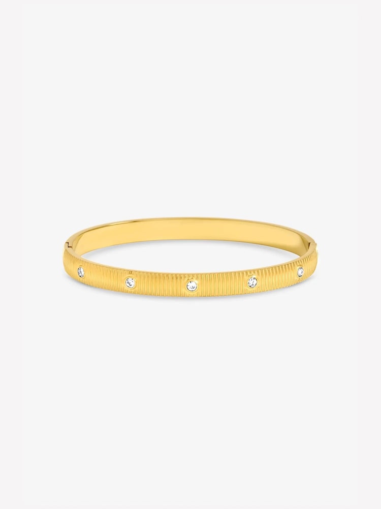 Jon Richard Gold Plated Textured Stainless Steel Crystal Bangle - Image 1 of 2
