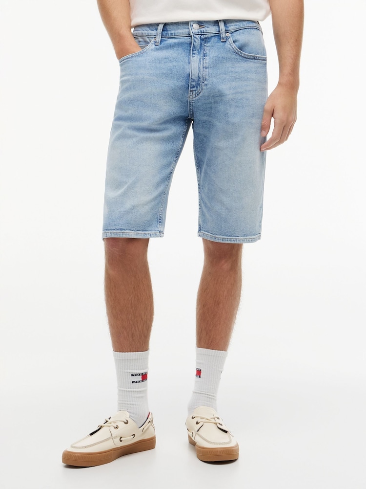Tommy Jeans Blue Ryan Faded Straight Denim Shorts - Image 1 of 5 Tommy Jeans Blue Ryan Faded Straight Denim Shorts - Image 1 of 5
