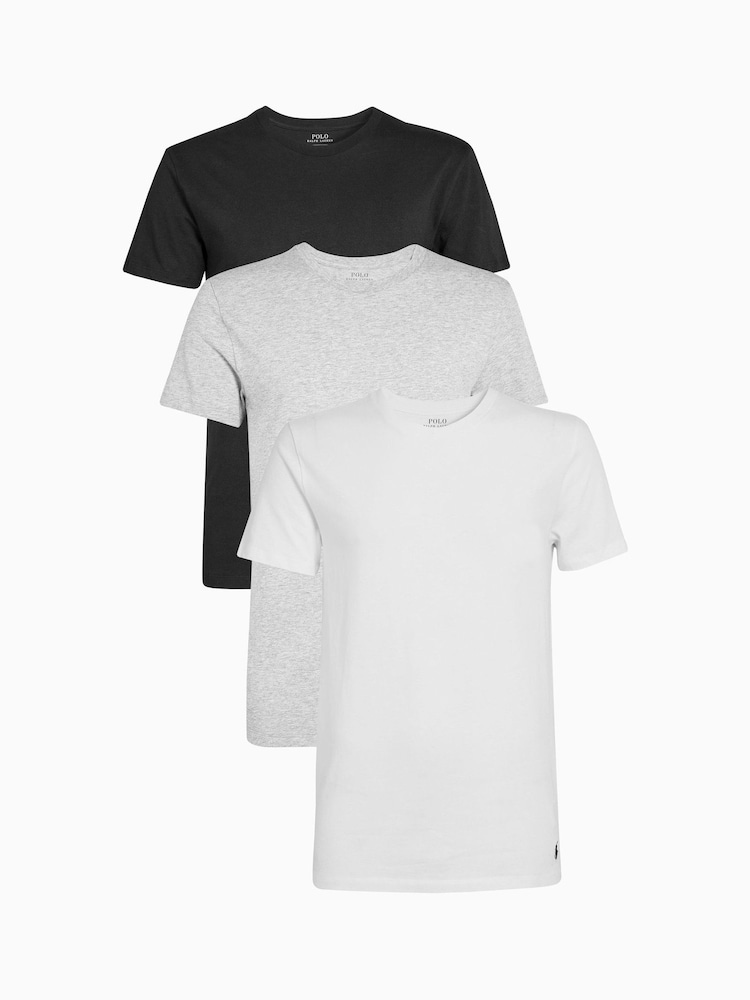 Polo Ralph Lauren Black/Grey/White Slim 100% Cotton T-Shirts 3 Pack - Image 1 of 11