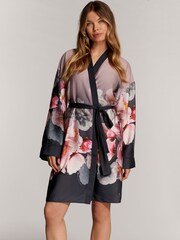 B By Ted Baker Charcoal Floral Long Sleeve Robe - Image 3 of 7
