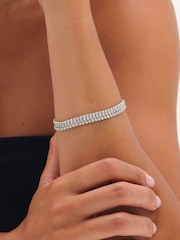 Jon Richard Silver Tone Cubic Zirconia Multi Row Bracelet - Image 1 of 4