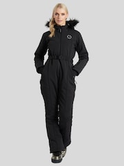 South Beach Black Ski Snow Suit with Faux Fur Trim - Image 1 of 5