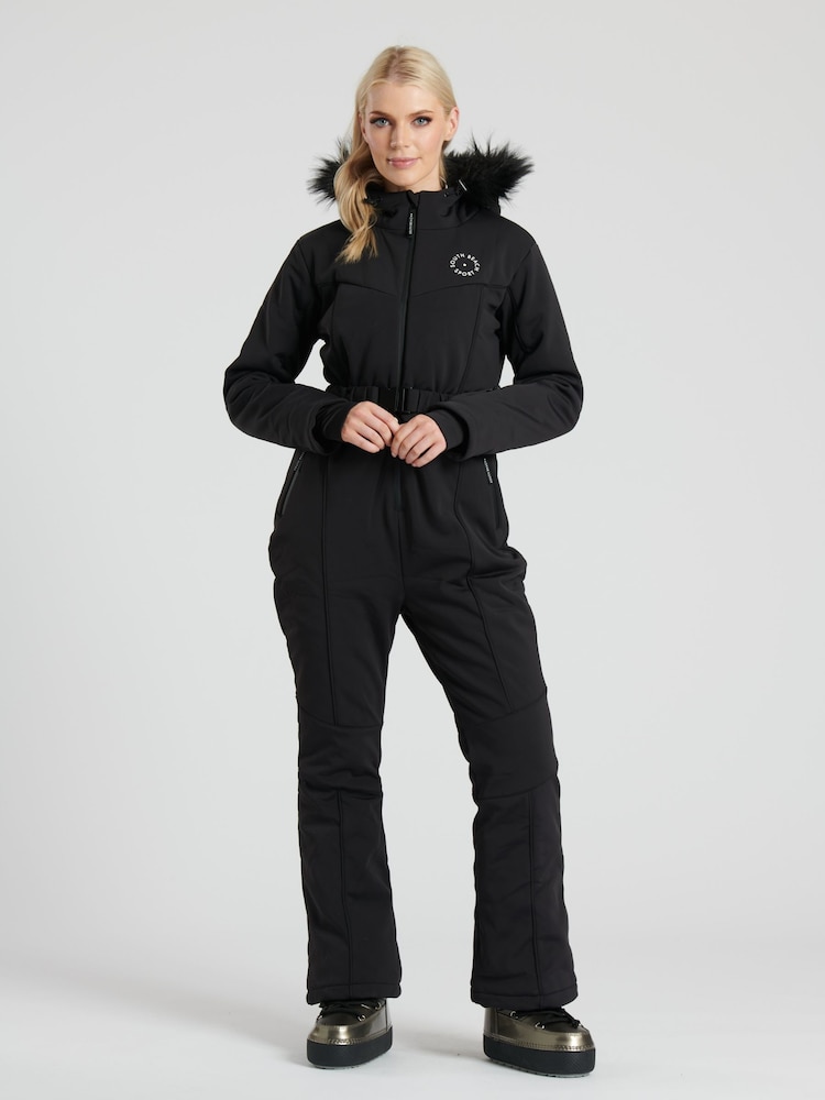 South Beach Black Ski Snow Suit with Faux Fur Trim - Image 2 of 5
