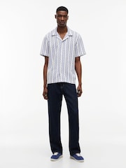 Tommy Jeans Blue Regular Fit Textured Short Sleeve Shirt - Image 3 of 5