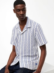 Tommy Jeans Blue Regular Fit Textured Short Sleeve Shirt - Image 4 of 5
