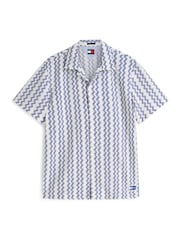 Tommy Jeans Blue Regular Fit Textured Short Sleeve Shirt - Image 5 of 5
