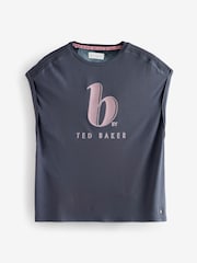 B By Ted Baker Pyjama-Set aus Viskose mit floraler Satinrückseite in Anthrazitgrau - Bild 10 von 12