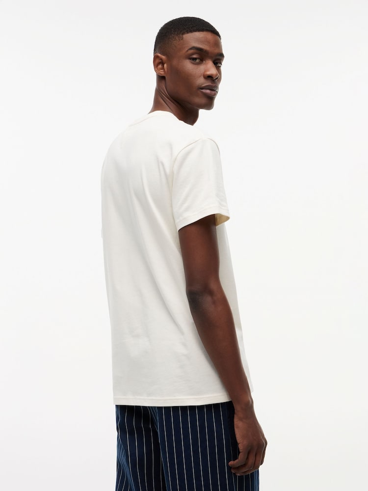 Tommy Jeans Cream Flag Badge Crew Neck T-Shirt - Image 2 of 5 Tommy Jeans Cream Flag Badge Crew Neck T-Shirt - Image 2 of 5