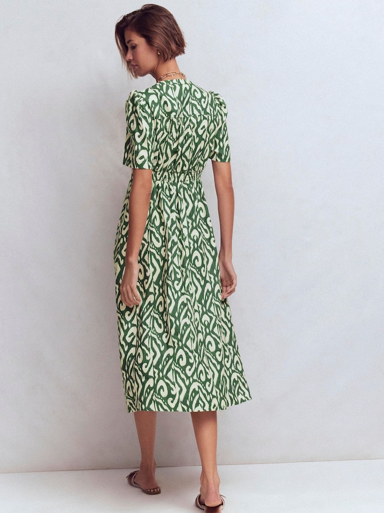 Buy Boden Green Ivy Linen Midi Dress from Next India