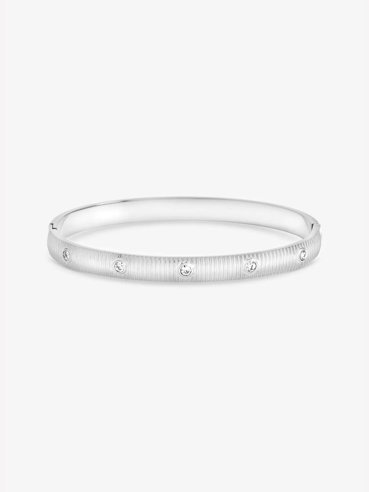 Jon Richard Silver Plated Textured Stainless Steel Crystal Bangle - Image 1 of 2