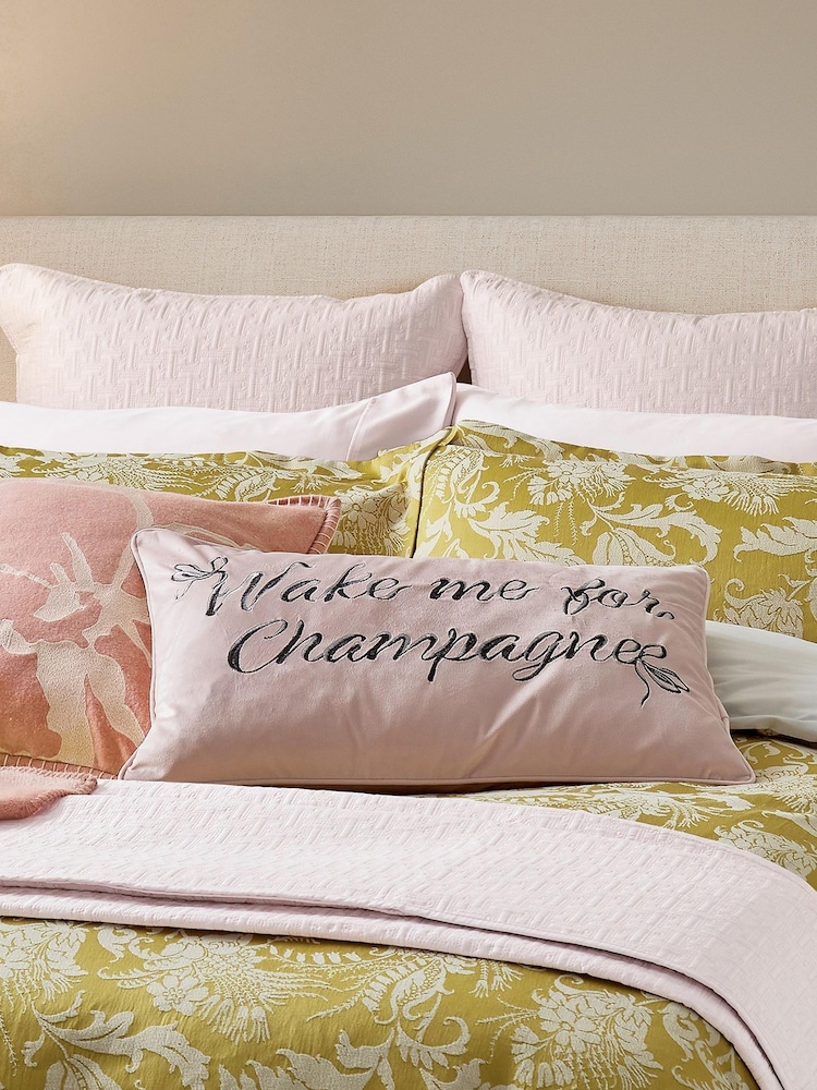 Ted Baker Pink Wake Me For Champagne Cushion - Image 1 of 5 Ted Baker Pink Wake Me For Champagne Cushion - Image 1 of 5