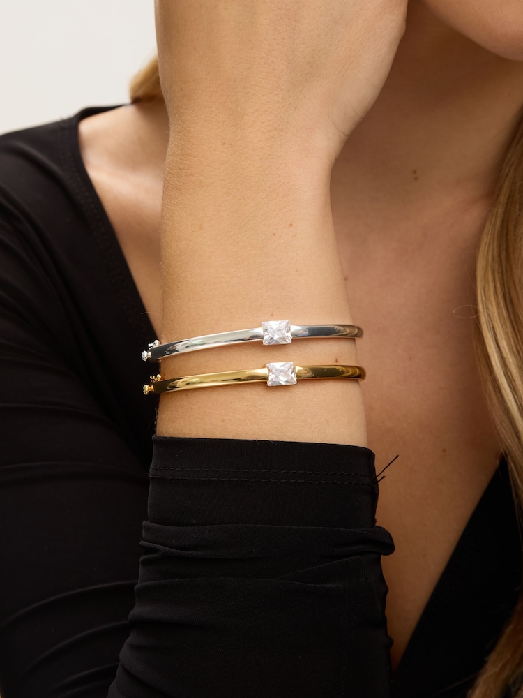 Jon Richard Gold Zirconia Polished Bangle - Image 1 of 4 Jon Richard Gold Zirconia Polished Bangle - Image 1 of 4