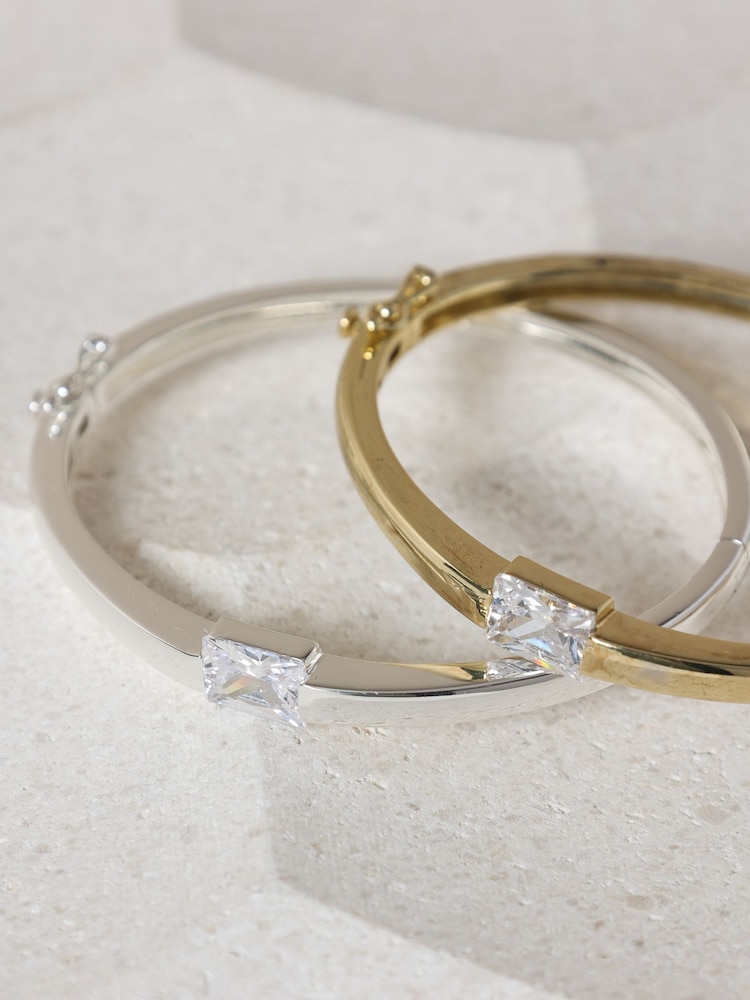 Jon Richard Gold Zirconia Polished Bangle - Image 2 of 4 Jon Richard Gold Zirconia Polished Bangle - Image 2 of 4