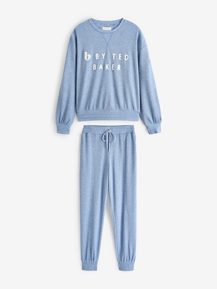 B By Ted Baker Waffle Crew Jumper Jogger Pyjamas Set - Image 8 of 13