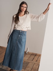 Dark Blue Denim Maxi Skirt - Image 1 of 6
