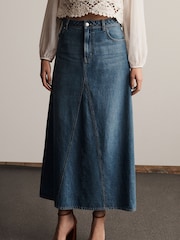 Dark Blue Denim Maxi Skirt - Image 3 of 6