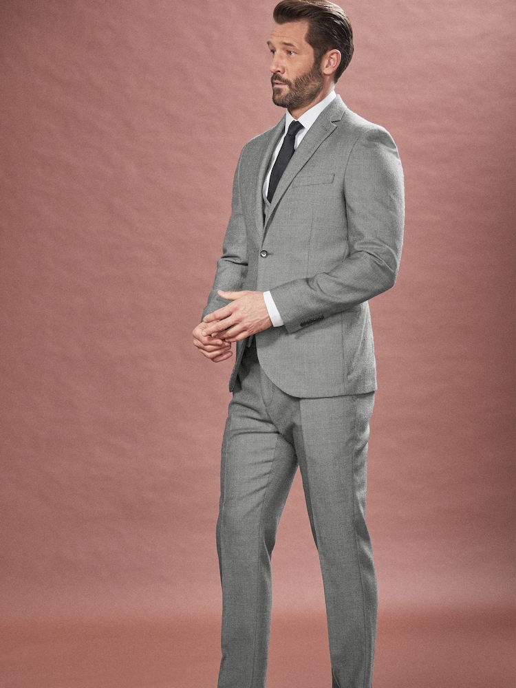 Grey Signature Empire Mills 100% Wool Birdseye Suit Jacket - Image 3 of 8