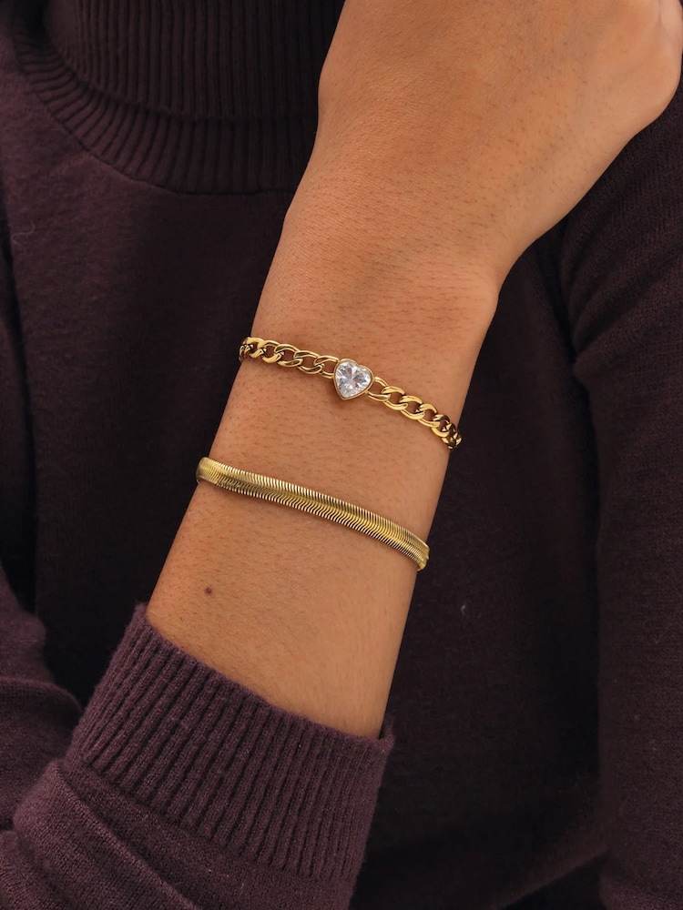 Jon Richard Gold Tone Snake Chain Stainless Steel Bracelet - Image 2 of 2 Jon Richard Gold Tone Snake Chain Stainless Steel Bracelet - Image 2 of 2