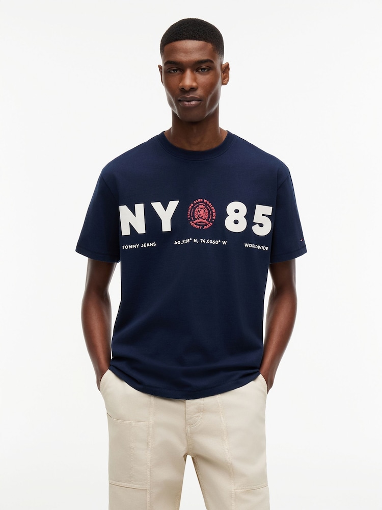 Tommy Jeans Blue Back Logo Relaxed Jersey T-Shirt - Image 1 of 5
