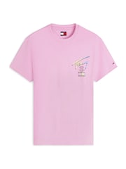 Tommy Jeans Pink Signature Logo Crew Neck T-Shirt - Image 5 of 5