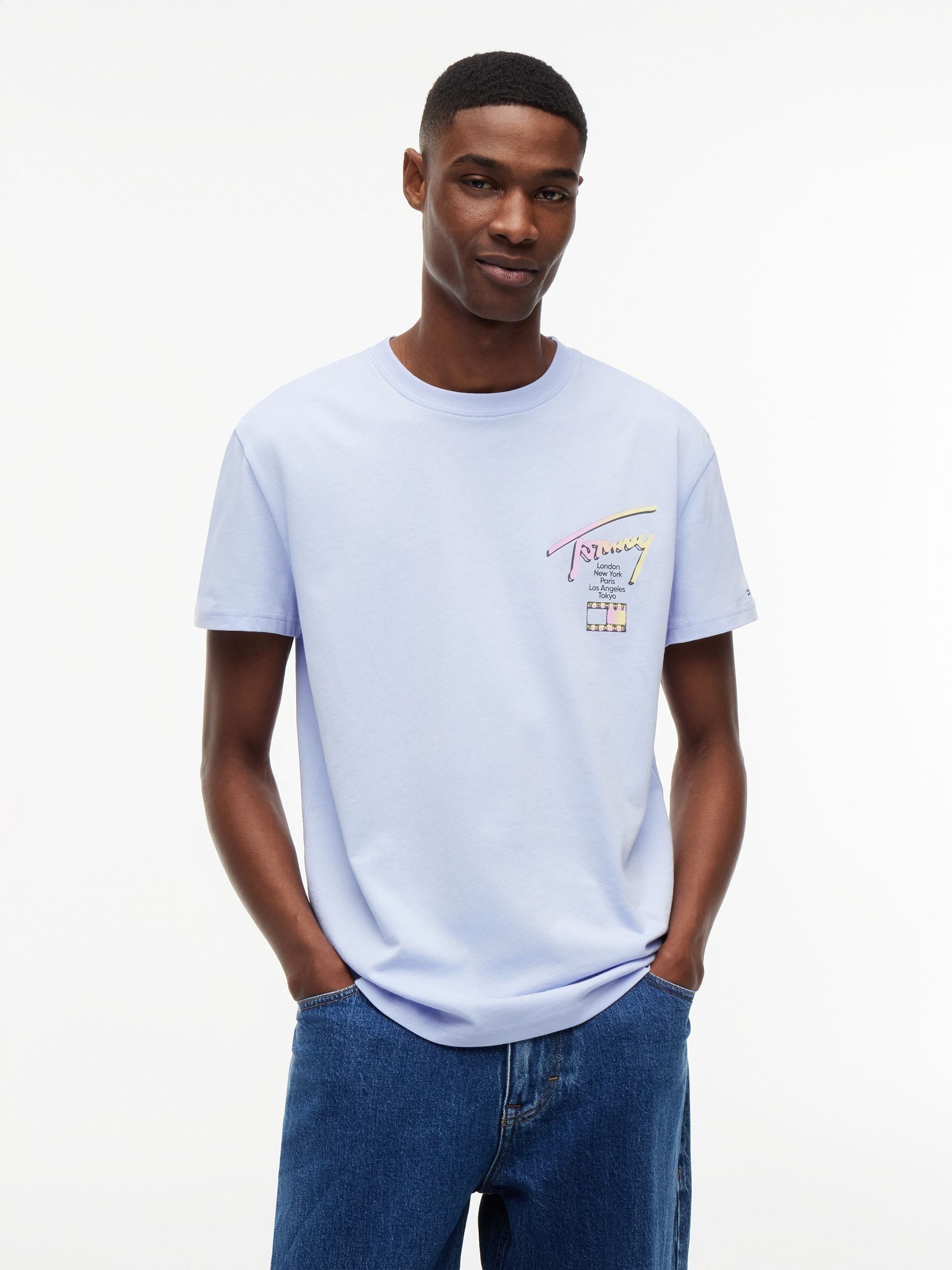 Tommy Jeans City Signature Back Graphic T-Shirt - Light Blue - Image 3