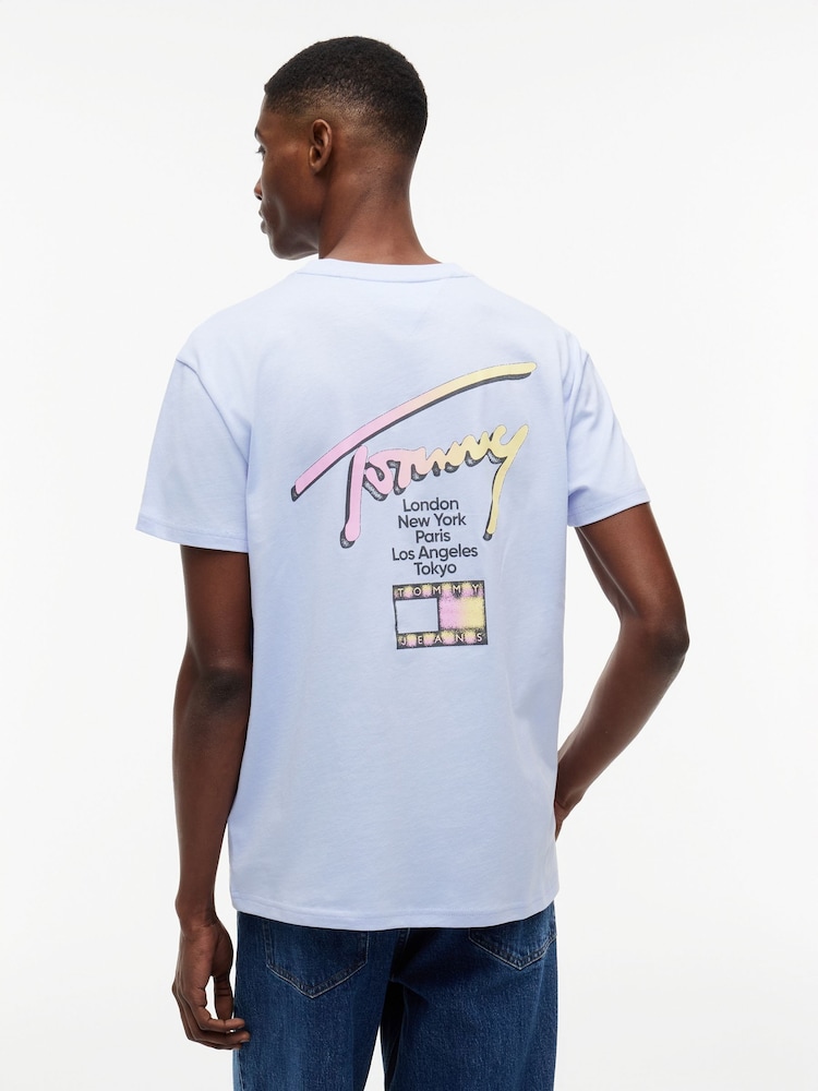 Buy Tommy Jeans Blue Signature Logo Crew Neck T-Shirt from the Next UK ...