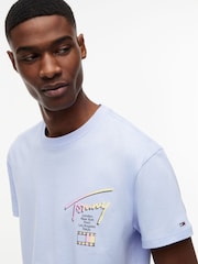 Tommy Jeans Blue Signature Logo Crew Neck T-Shirt - Image 4 of 5