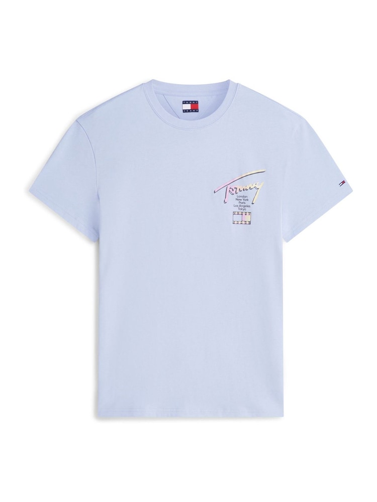 Buy Tommy Jeans Blue Signature Logo Crew Neck T-Shirt from the Next UK ...