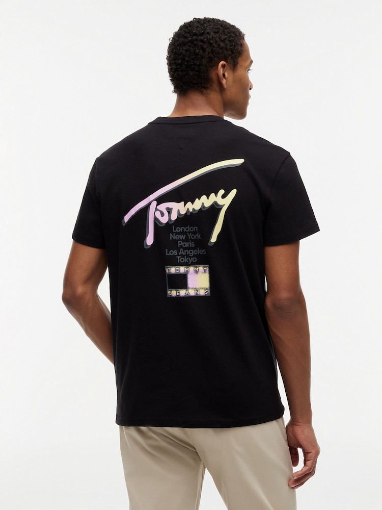 Tommy Jeans Black Signature Logo Crew Neck T-Shirt - Image 2 of 5