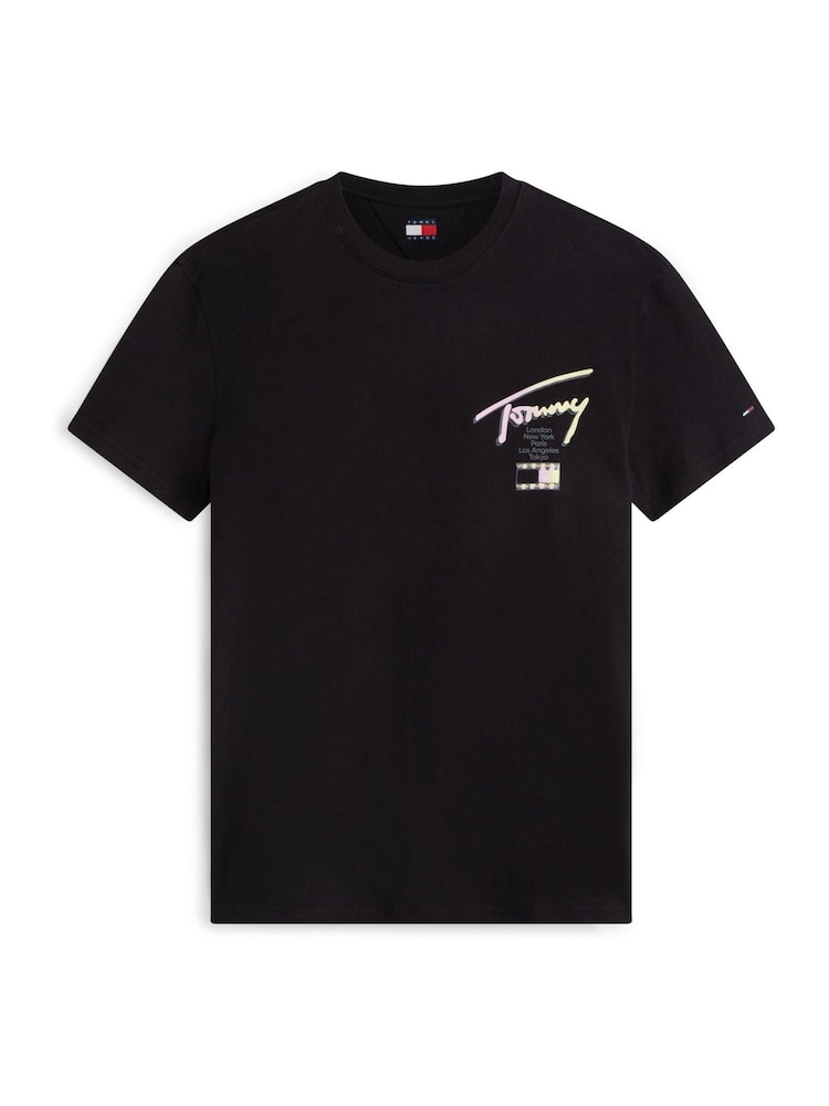Tommy Jeans Black Signature Logo Crew Neck T-Shirt - Image 5 of 5