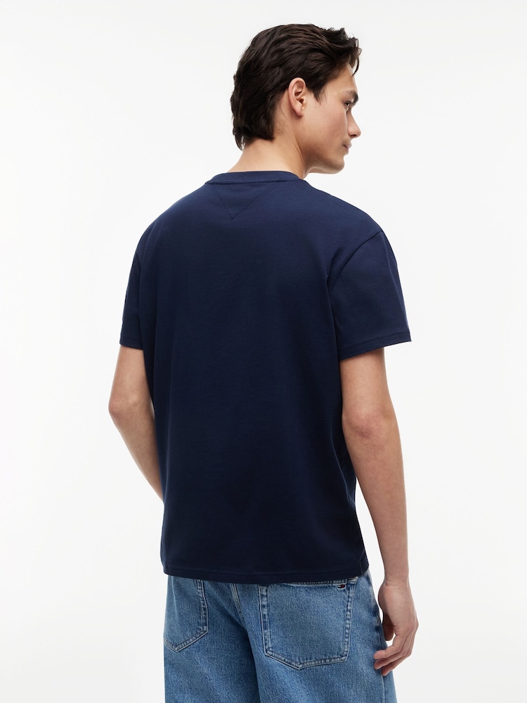 Tommy Jeans Navy Blue Flag Badge Crew Neck T-Shirt - Image 2 of 5