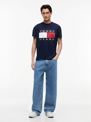 Tommy Jeans Navy Blue Flag Badge Crew Neck T-Shirt - Image 3 of 5