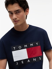 Tommy Jeans Navy Blue Flag Badge Crew Neck T-Shirt - Image 4 of 5