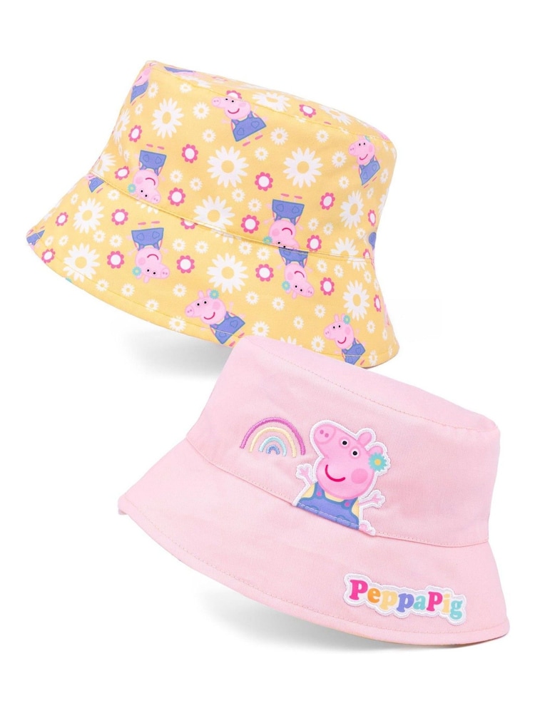 Vanilla Underground Pink/Yellow Kids Peppa Pig Reversible Bucket Hat - Image 1 of 6