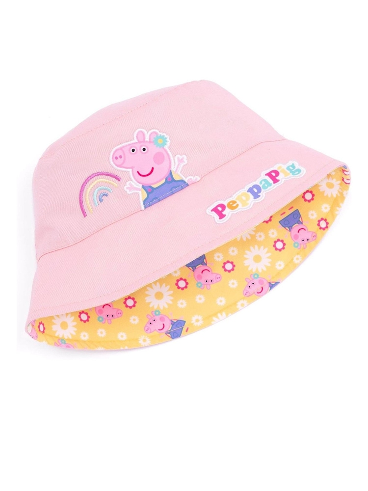 Vanilla Underground Pink/Yellow Kids Peppa Pig Reversible Bucket Hat - Image 2 of 6