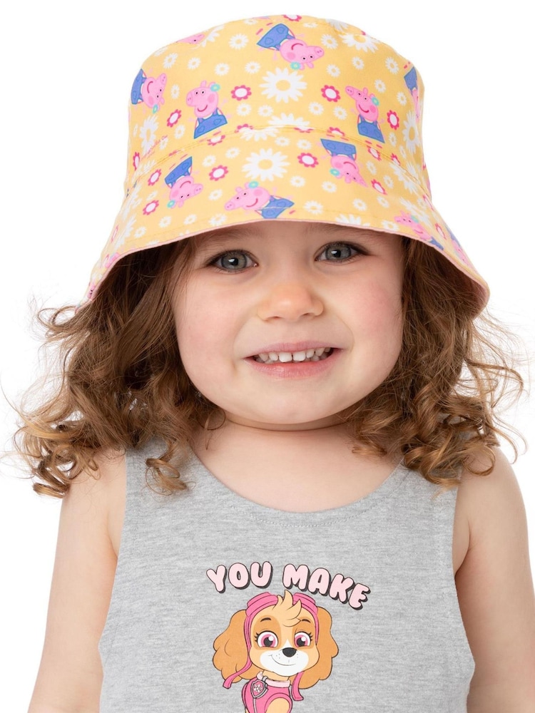Vanilla Underground Pink/Yellow Kids Peppa Pig Reversible Bucket Hat - Image 5 of 6