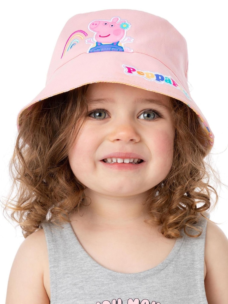 Vanilla Underground Pink/Yellow Kids Peppa Pig Reversible Bucket Hat - Image 6 of 6