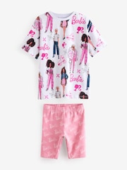 White/Pink 100% Cotton Barbie License Short Pyjamas (9mths-16yrs) - Image 2 of 5