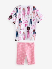 White/Pink 100% Cotton Barbie License Short Pyjamas (9mths-16yrs) - Image 3 of 5