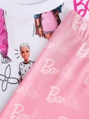 White/Pink 100% Cotton Barbie License Short Pyjamas (9mths-16yrs) - Image 4 of 5