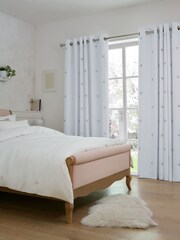 White/Silver Hearts Embroidered Blackout Curtains - Image 3 of 5