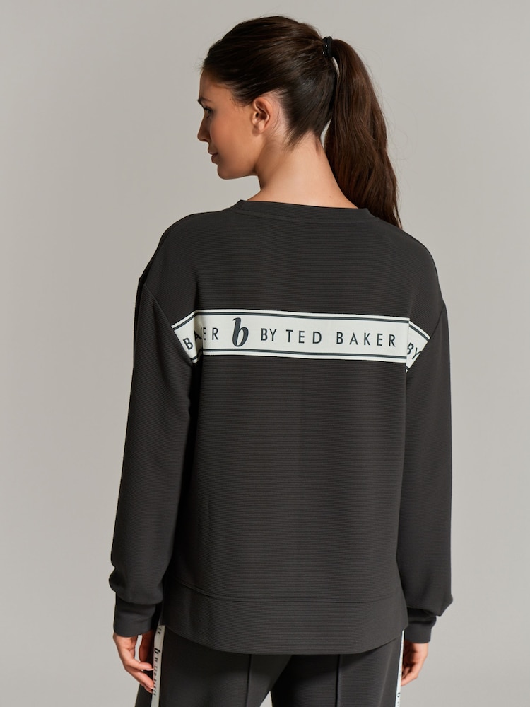 Anthrazitgrau - B by Ted Baker Geripptes Freizeit-Top - Image 3 of 6
